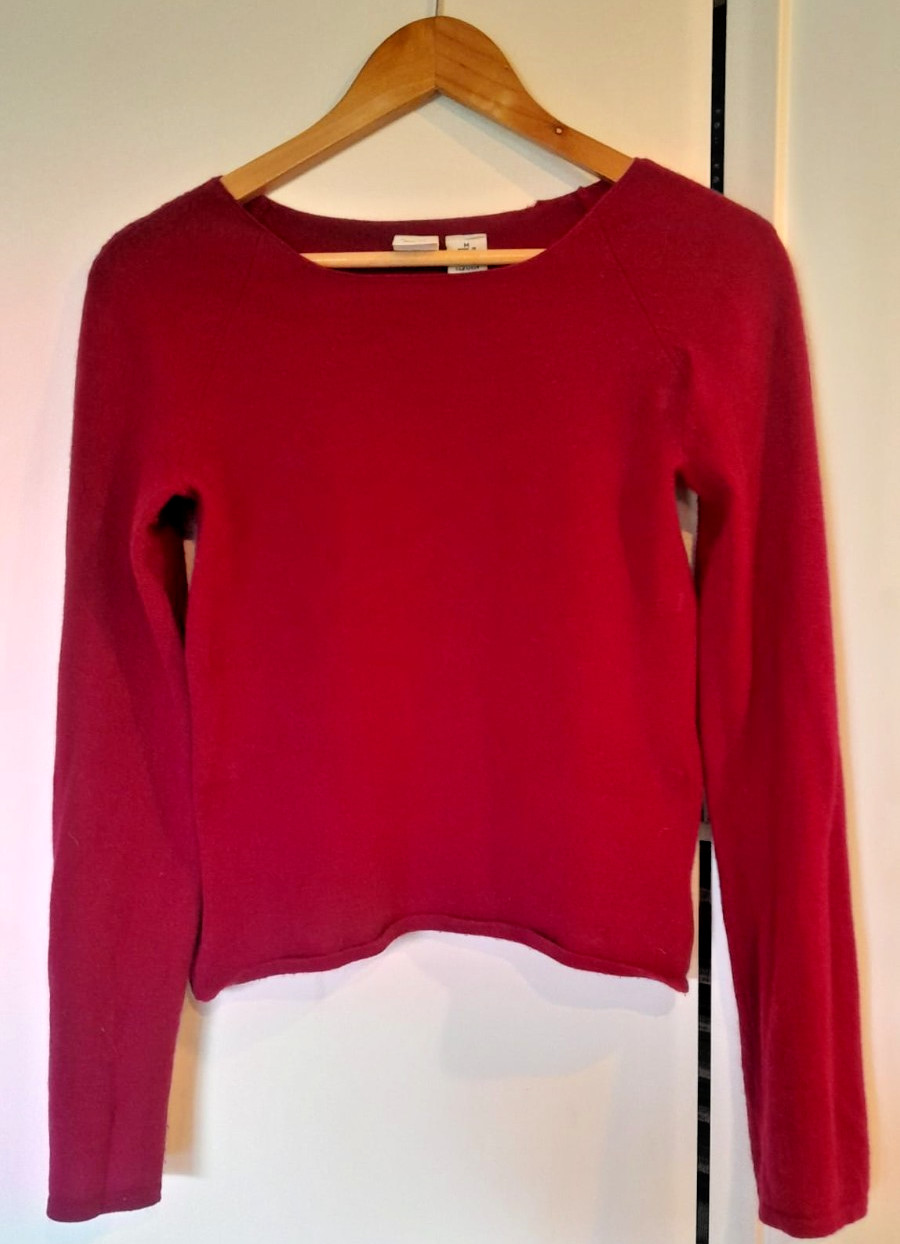 Armani Exchange Women’s Red Stretch Blouse – Wool Spandex Blend – Medium Size