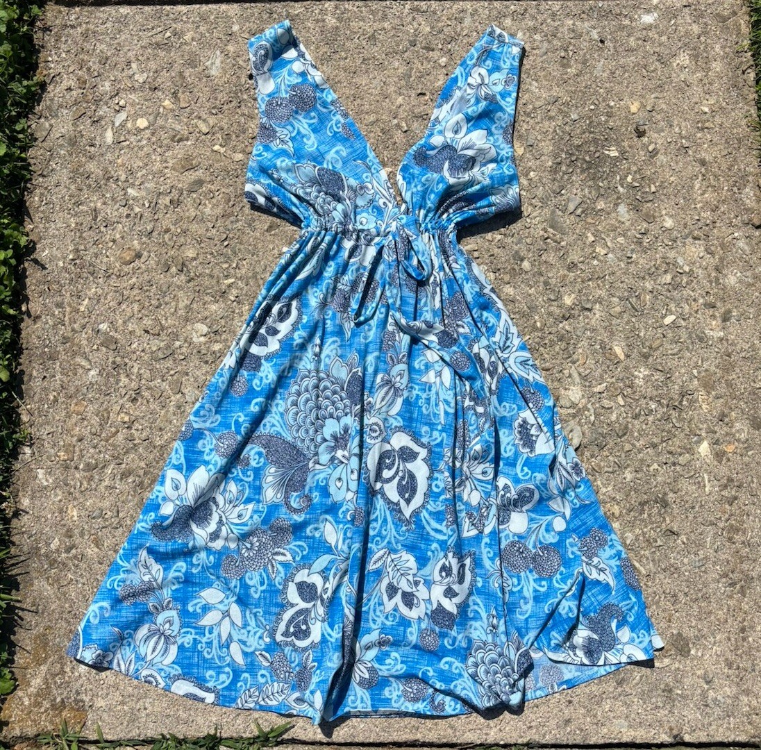VTG 60s Lord & Taylor Sun Dress,cinched Waist floral Print.made Italy.medium