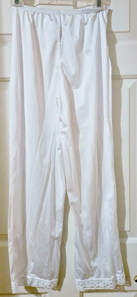 VTG Vanity Fair Nylon BASE LAYER Long John Silky UNDERWEAR PANT ~Sz 6 / 42~White