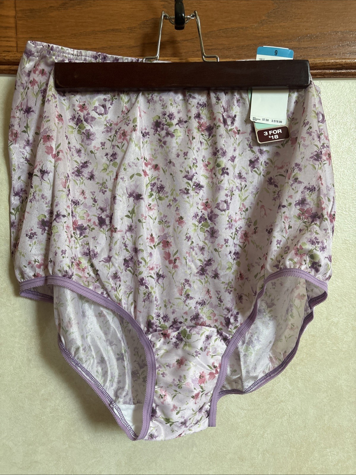 vtg Vanity Fair purple Panties 15812 Brief Floral Granny sissy panties NWT 9