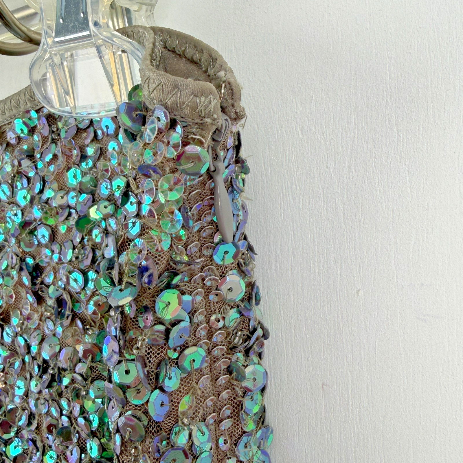Vintage Y2K Body by Victoria sequin pencil skirt Green/Grey Size 4