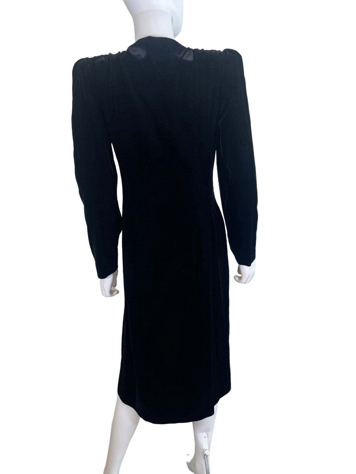 VTG Albert Nipon EXECUTIVE 80’s Black Velvet Coat Dress DYNASTY Alexis Jeweled 6