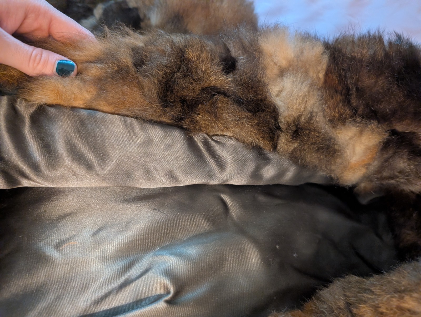 Extra Small Brown Genuine Fur Coat Jacket with Satin Lining, Tie Closure