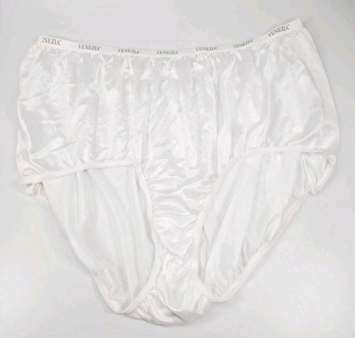 Vintage Venezia Nylon Silky Sheer Panty Sz 14 Granny Sissy High Rise White Sexy