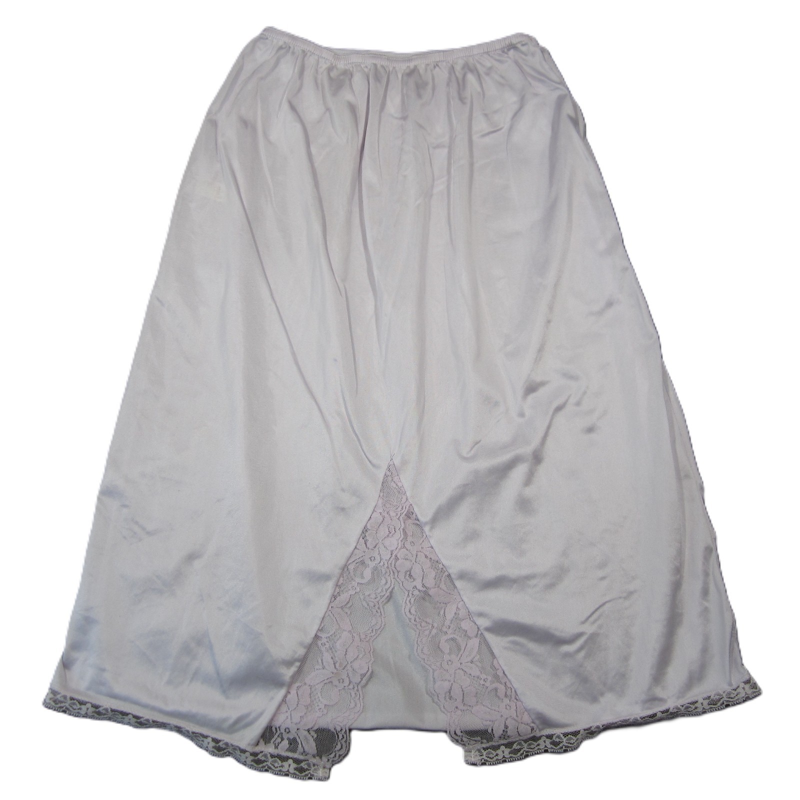 Vtg Greenco Maid Half Slip Size L Lilac Lace Trim Elastic Waist Cottage Coquette
