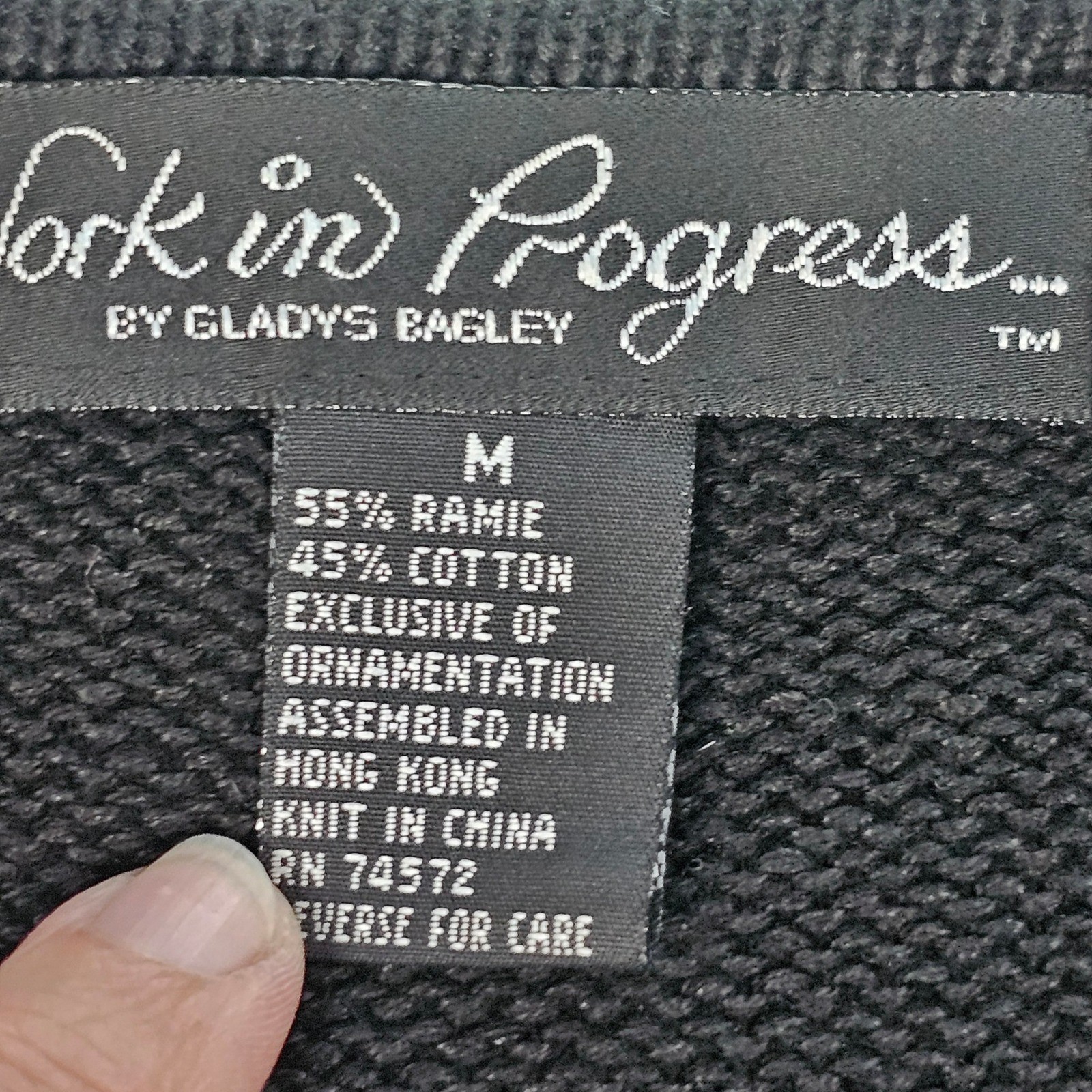 Work in Progress Gladys Bagley Vintage Christmas Sweater Beaded Gift Box Black M