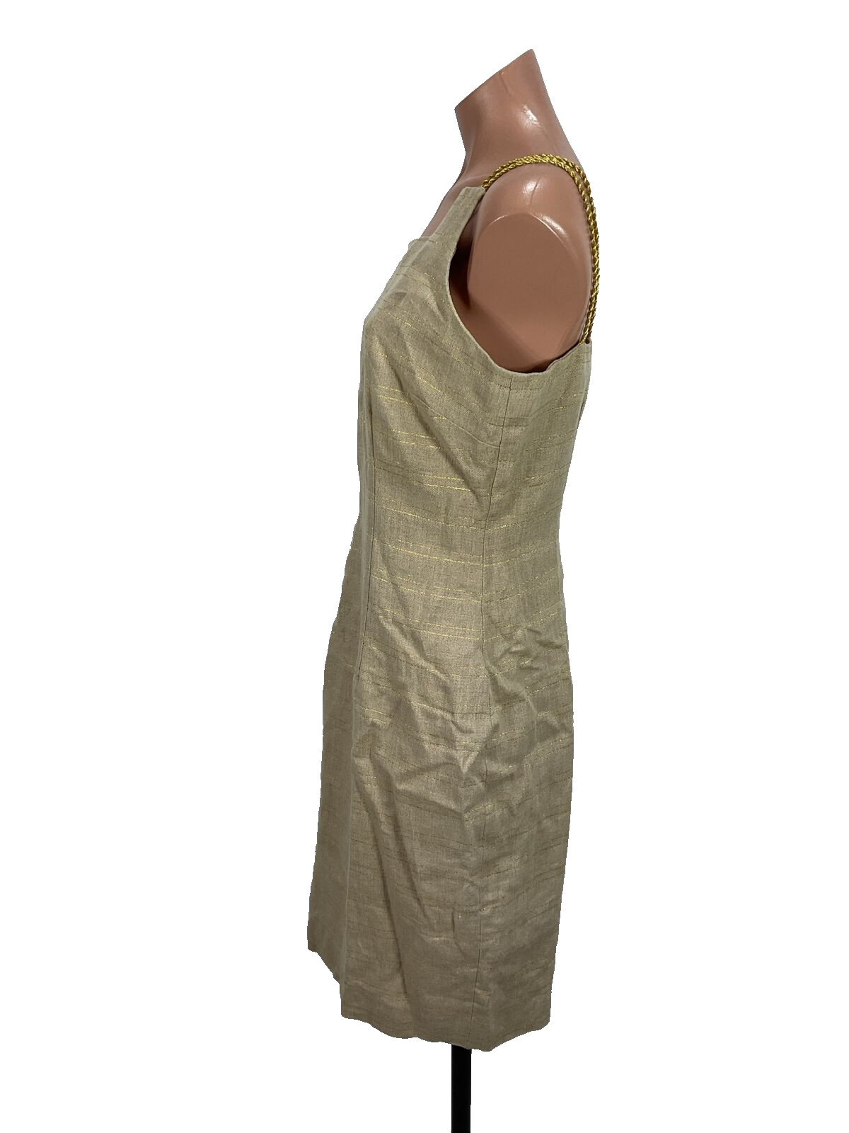 Vintage Althuser Sleeveless Sheath Dress Suit sz 8 Gold Beige Jacket