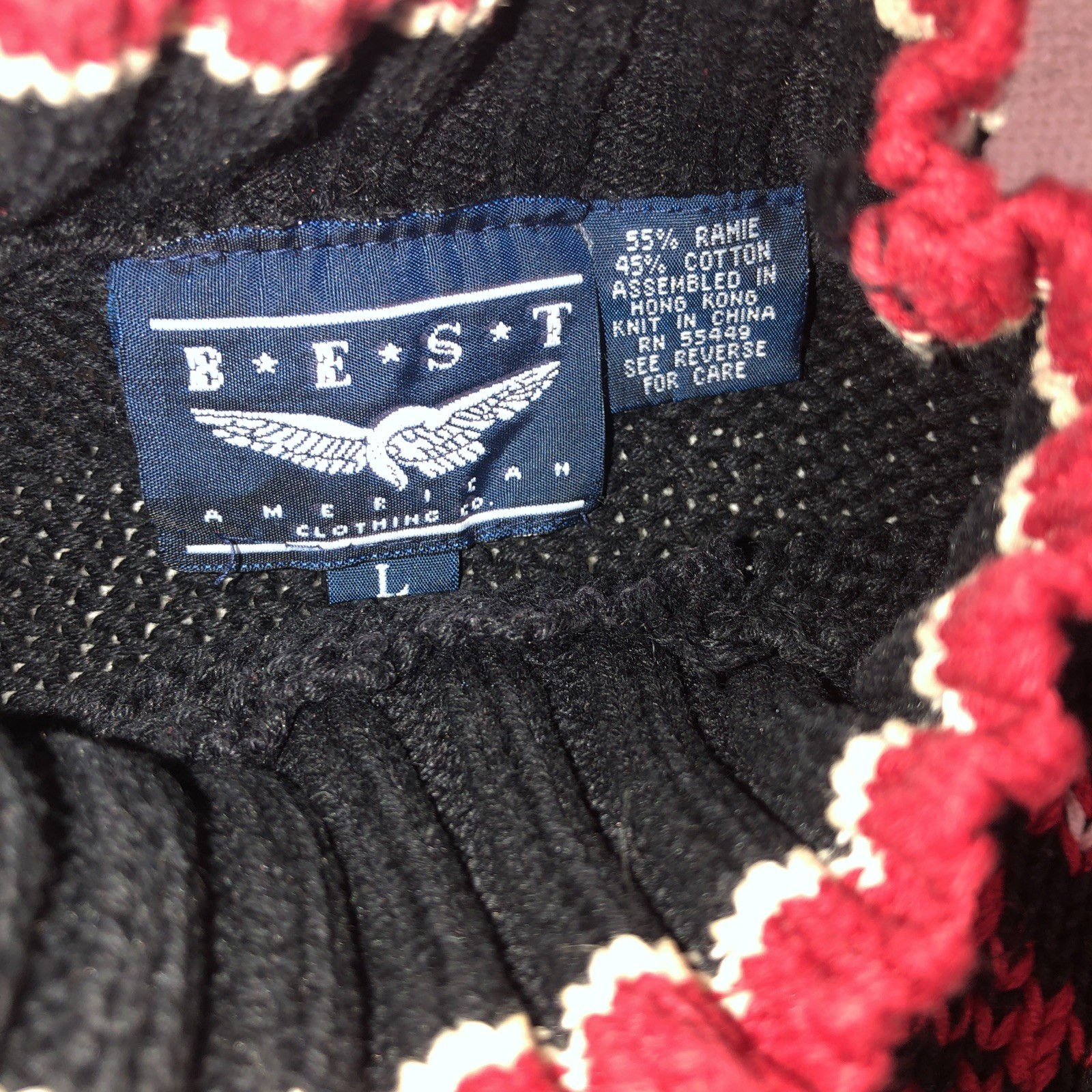 VINTAGE Best American Clothing Co Sweater Women L Black/Red Snowflakes