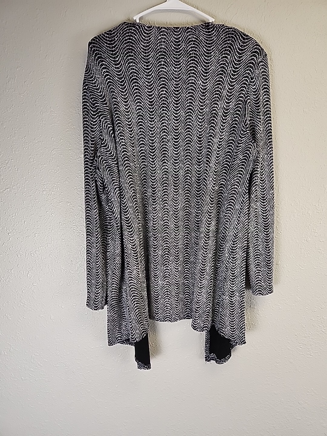 VTG Onyx Nite Black/Silver Glitter Open Front Cardigan SZ 16