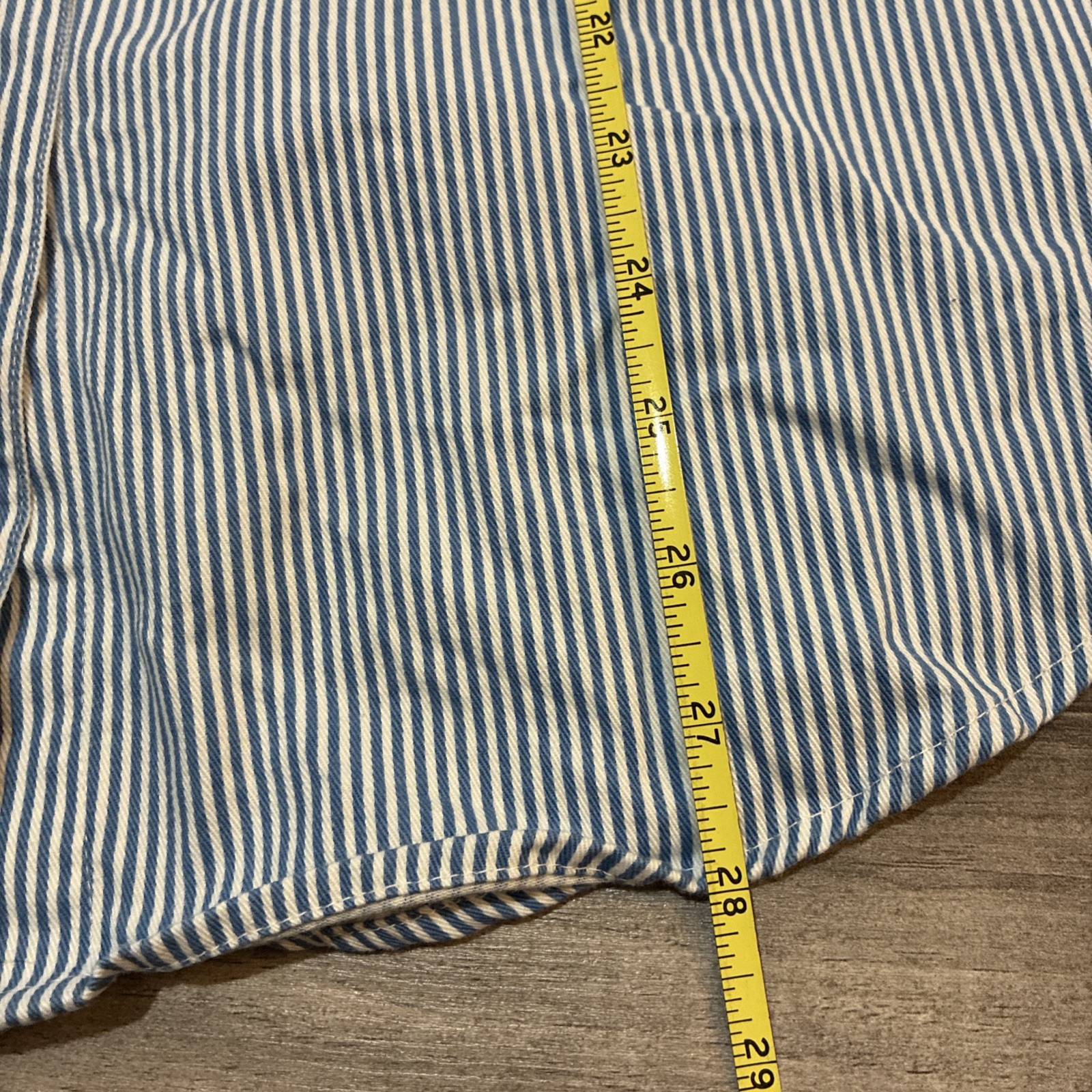 Let’s Quizz Again Striped TeddyBear Fall Embroidered Denim Collar Sz S Shirt