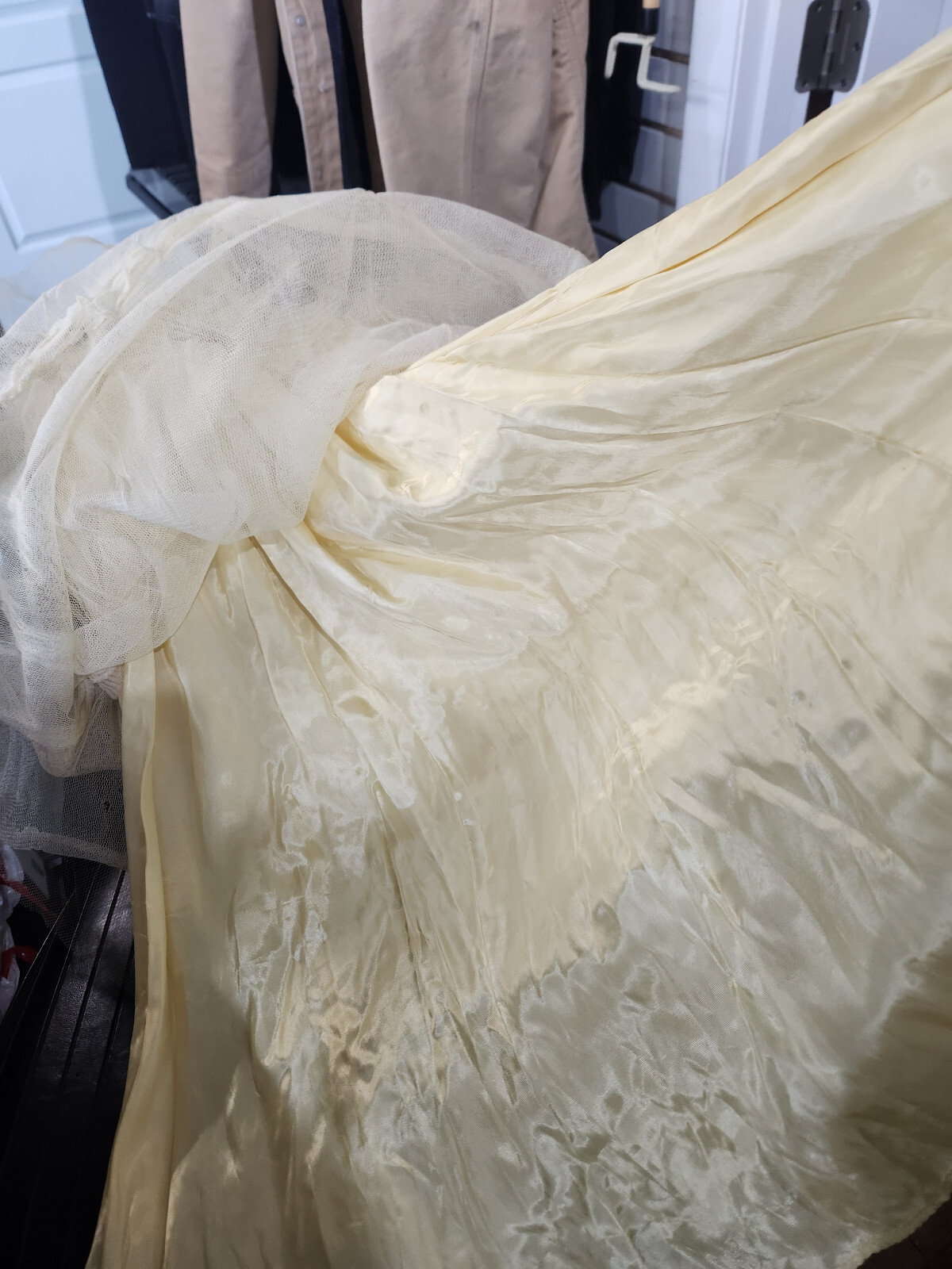 Vintage 1950’s Yellow Lace Tulle Party Prom Wedding Dress Gown Size 4 Small