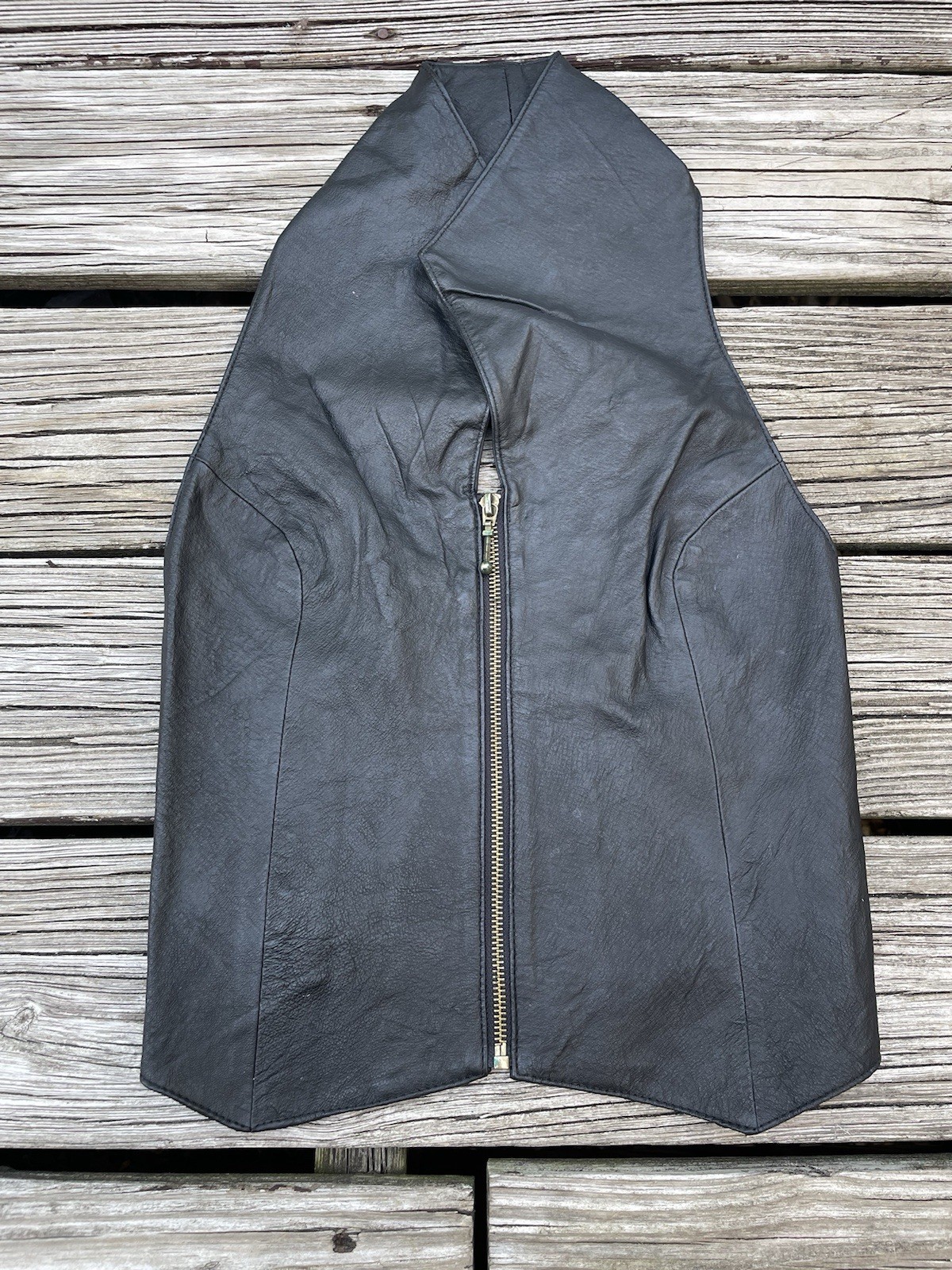 Vtg Y2K Lambskin Leather Biker Fetish Crop Vest Tank Top Bra Glam Rock Shirt M