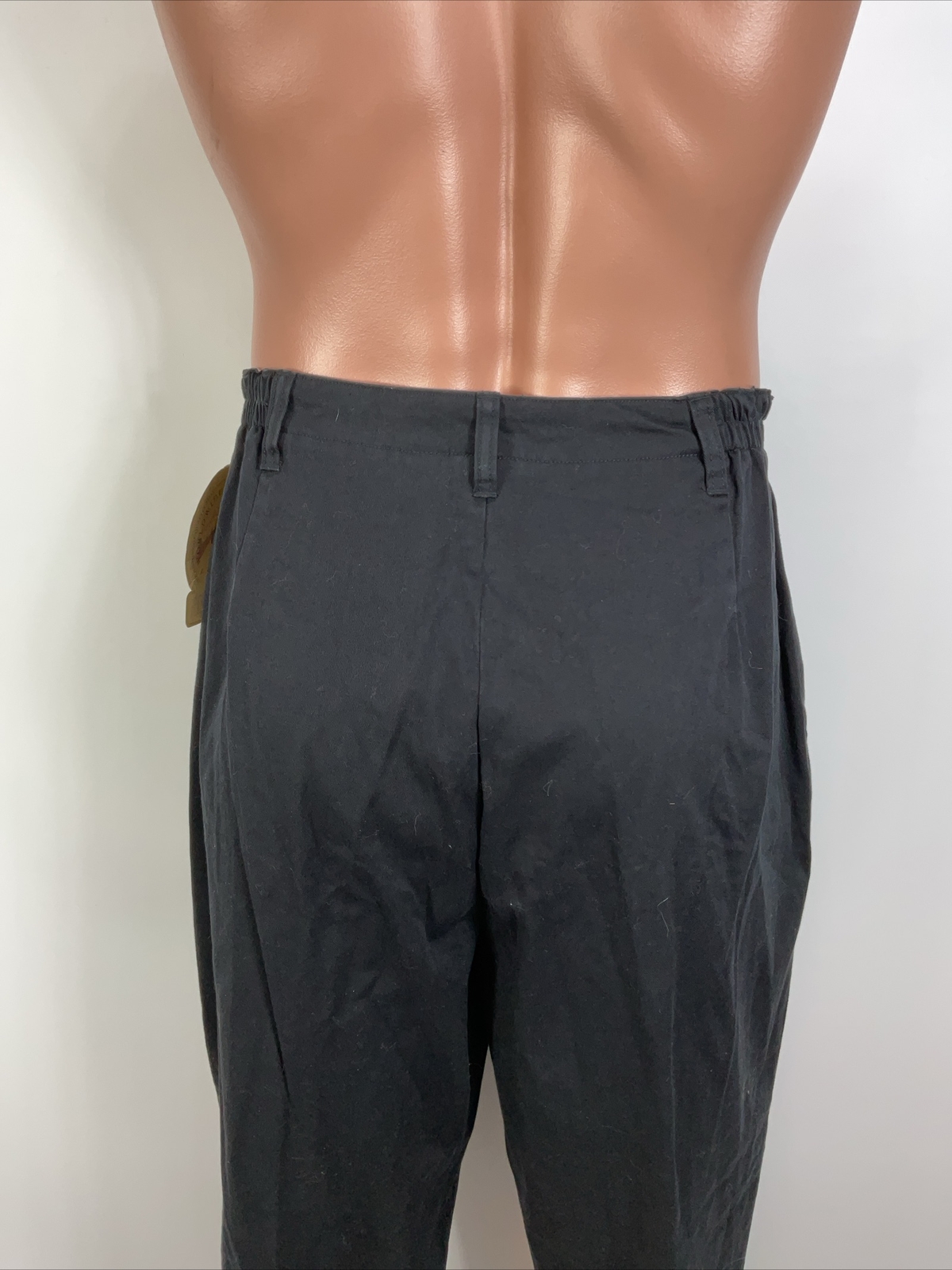 Vintage 90s 80s Cherokee Pleated Pants PLUS 18W Short Black Tapered Chino NEW