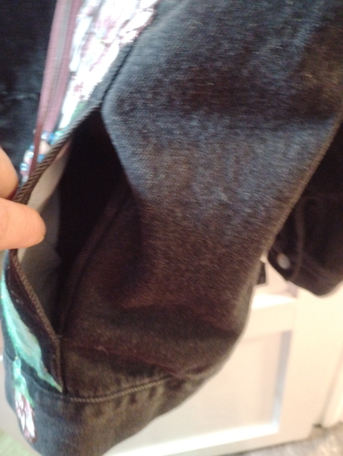 Vintage 80s Todays News Black Denim Jacket Embroidered Floral Rhinestone Concho