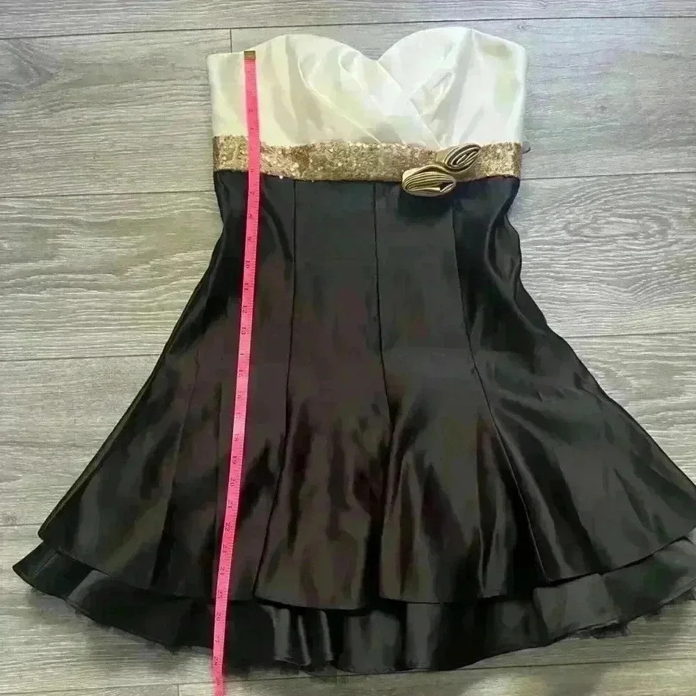 NWT Vtg Jessica McClintock for Gunne Sax Party Dress Black White Gold Juniors 7