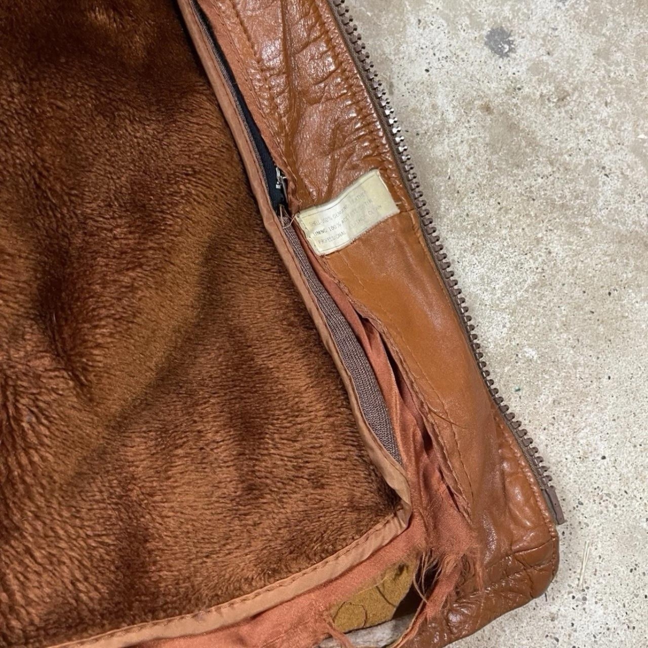 Vintage 60s Reed Leather Jacket Western Burnt Orange Zip Up Biker Mod Size 40 M