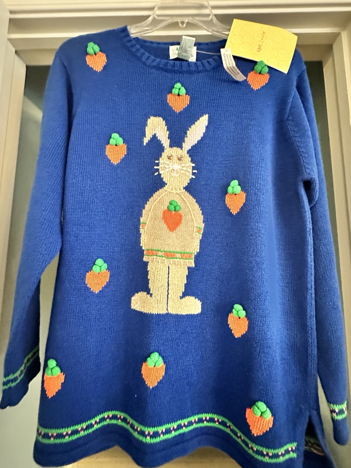 Vintage Sweater NWT Bunny Rabbit Large Grandmacore Grannycore Quaker Factory