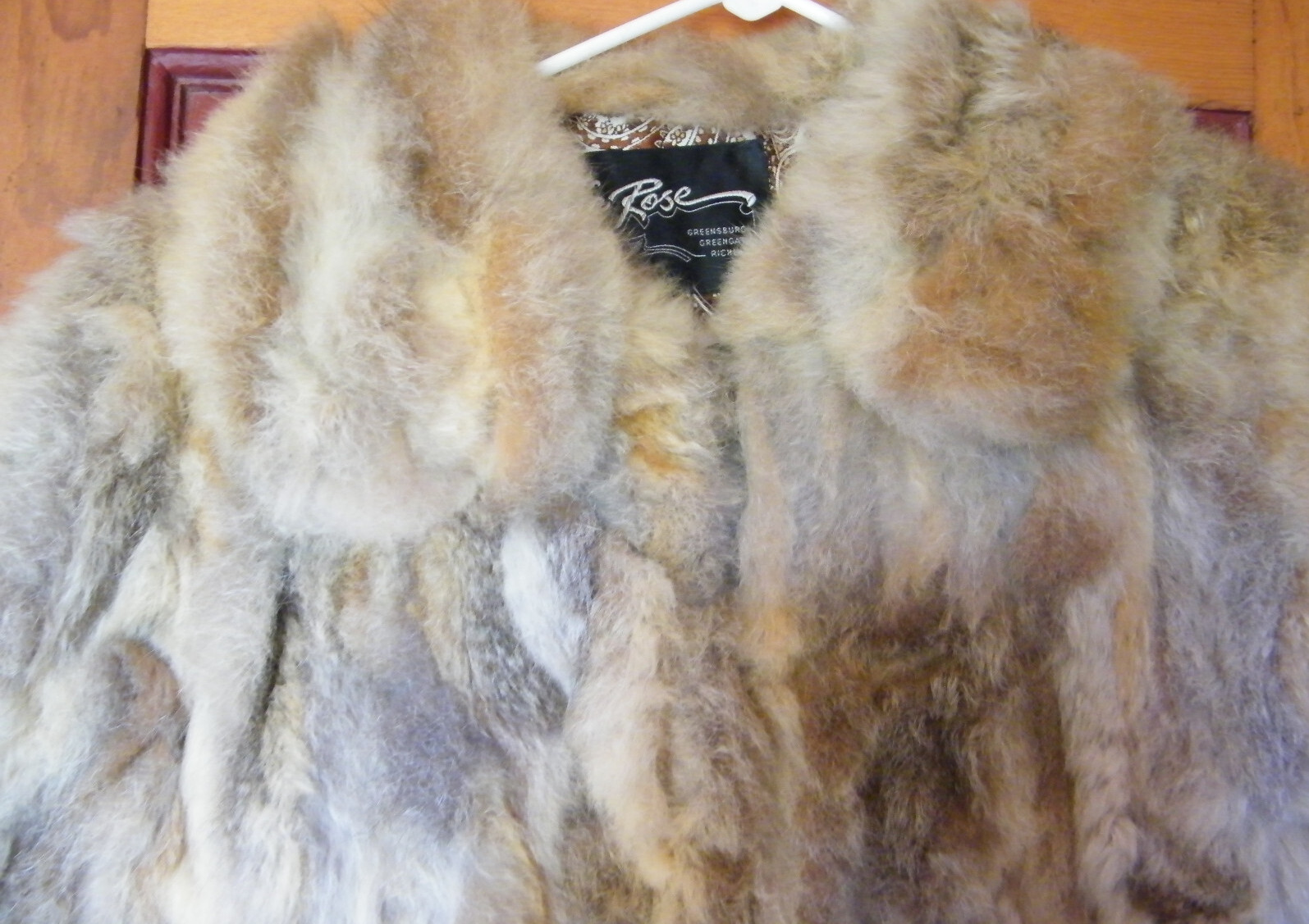 Vintage La Rose Shop Greensburg PA Fur Collared Fluffy Jacket Coat Small