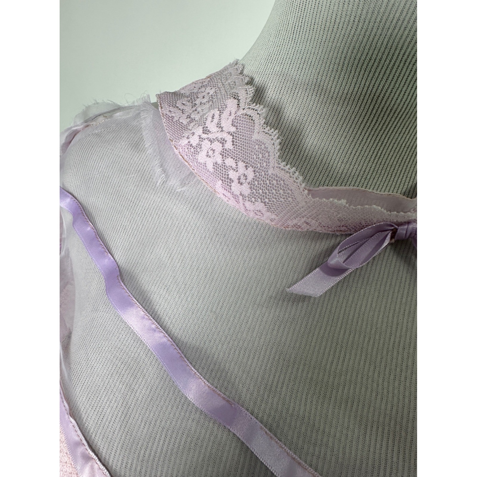 Vintage 70s Lilac Prairie Cottagecore Cupcake Dress Tulle Lace Boho Maxi Gown