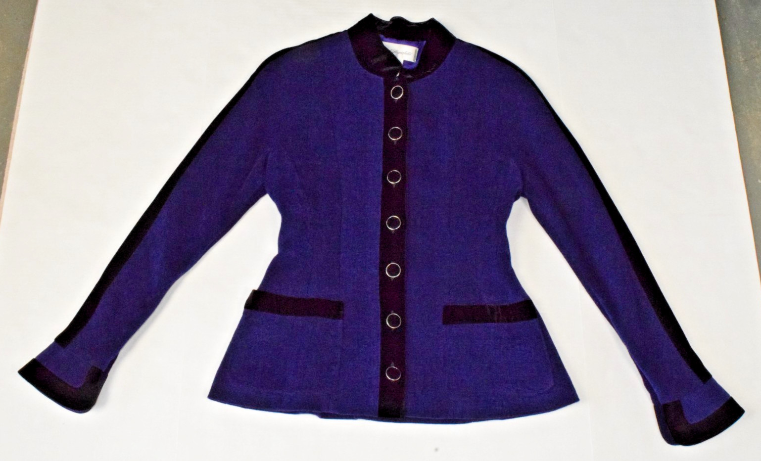 Vintage Karl Lagerfeld Blazer Size 38 1989 Purple Wool Black Velvet Made France