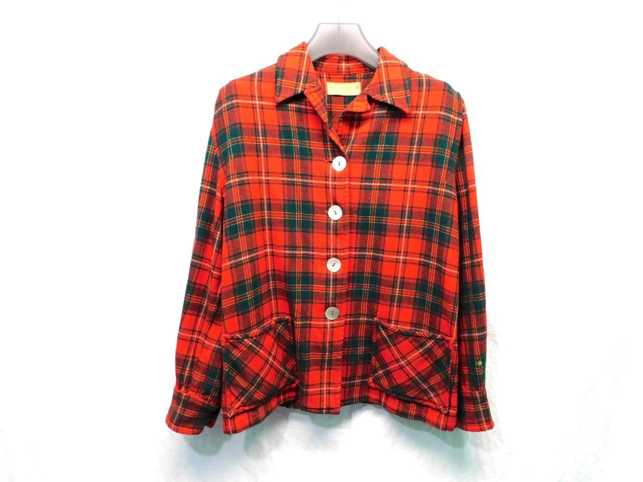 Vintage Pendleton L Woman Red Green Tartan Plaid Wool Shirt Jacket Blazer Button
