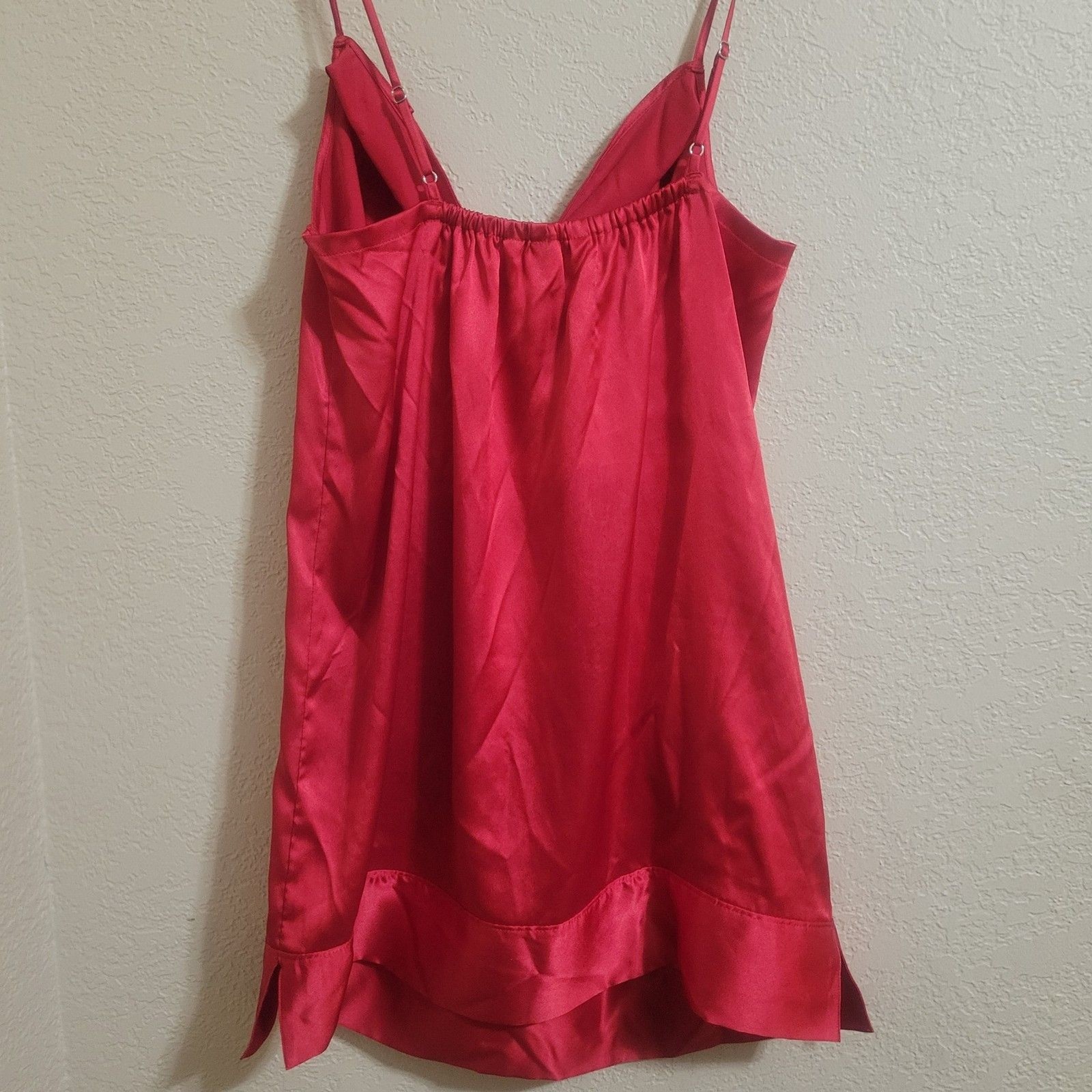 Vintage Victoria’s Secret Chemise Satin Slip Dress M Red Bow Front 2009 Lingerie