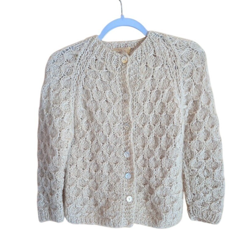 Kingsley by Lampl Cardigan Womens S Vintage Hand Knit Italy Quiet Luxury Retro