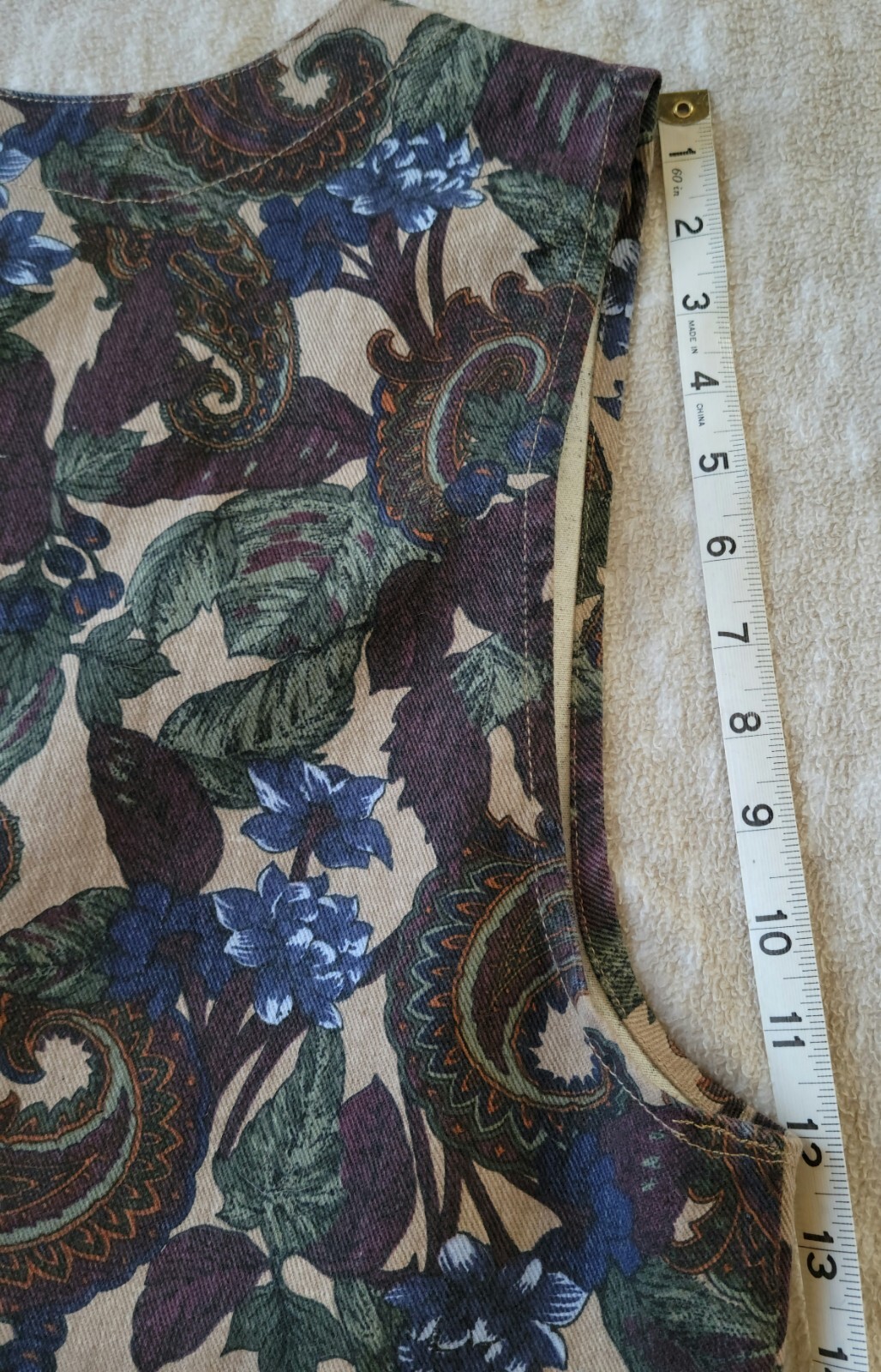 Vintage Northcrest Women’s Button Fashion Vest Floral & Paisley Cotton Twill-M/L