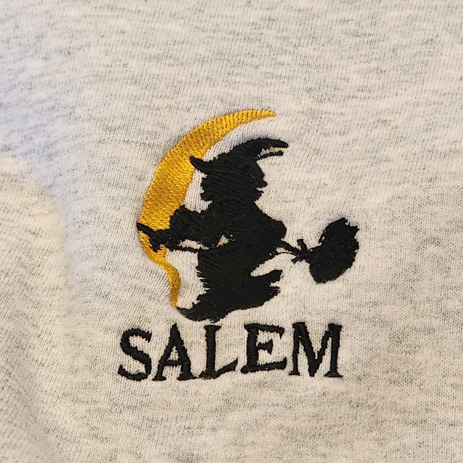 Vtg 90s Salem Witch Flying On Broomstick & Moon Embroidered Fruit Of The Loom US
