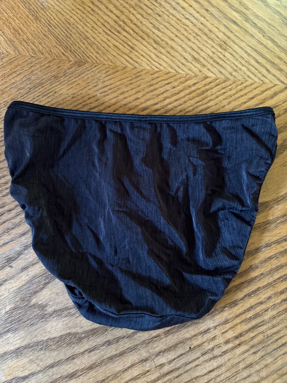 Vtg Y2K Vanity Fair Satin BLACK String Bikini Panty Underwear Size 6 Medium