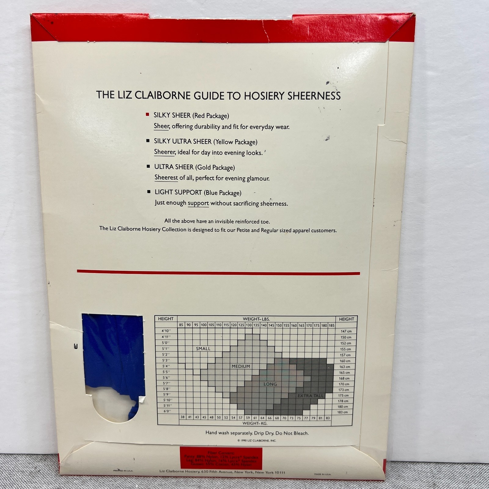 Vtg 90’s Liz Claiborne Medium Royal Blue Silky Sheer Control Top Pantyhose NOS