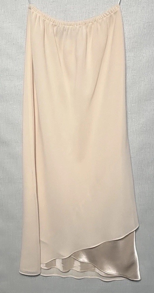 Jolibel Petite Skirt Suit Set Size 2 Beige Satin Vintage 90s