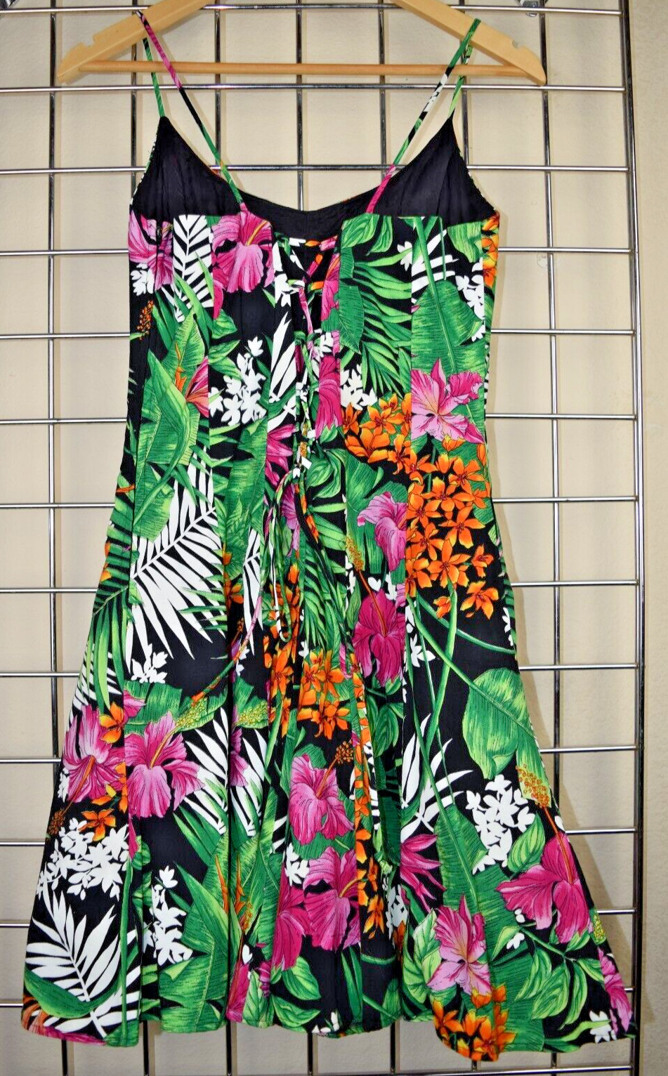VTG Hawaiian Dress Night Way Size 8 90s Tropical Jungle Crinoline Skirt Made USA