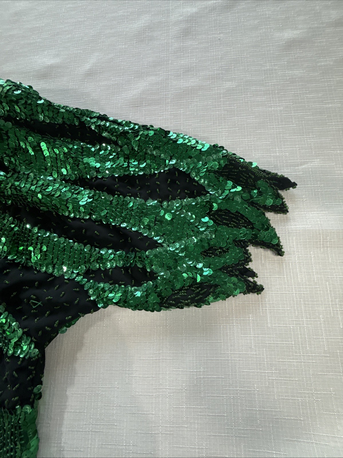 Vintage 80’s Iris Sequin Green And Black Flame Pattern Top Size L
