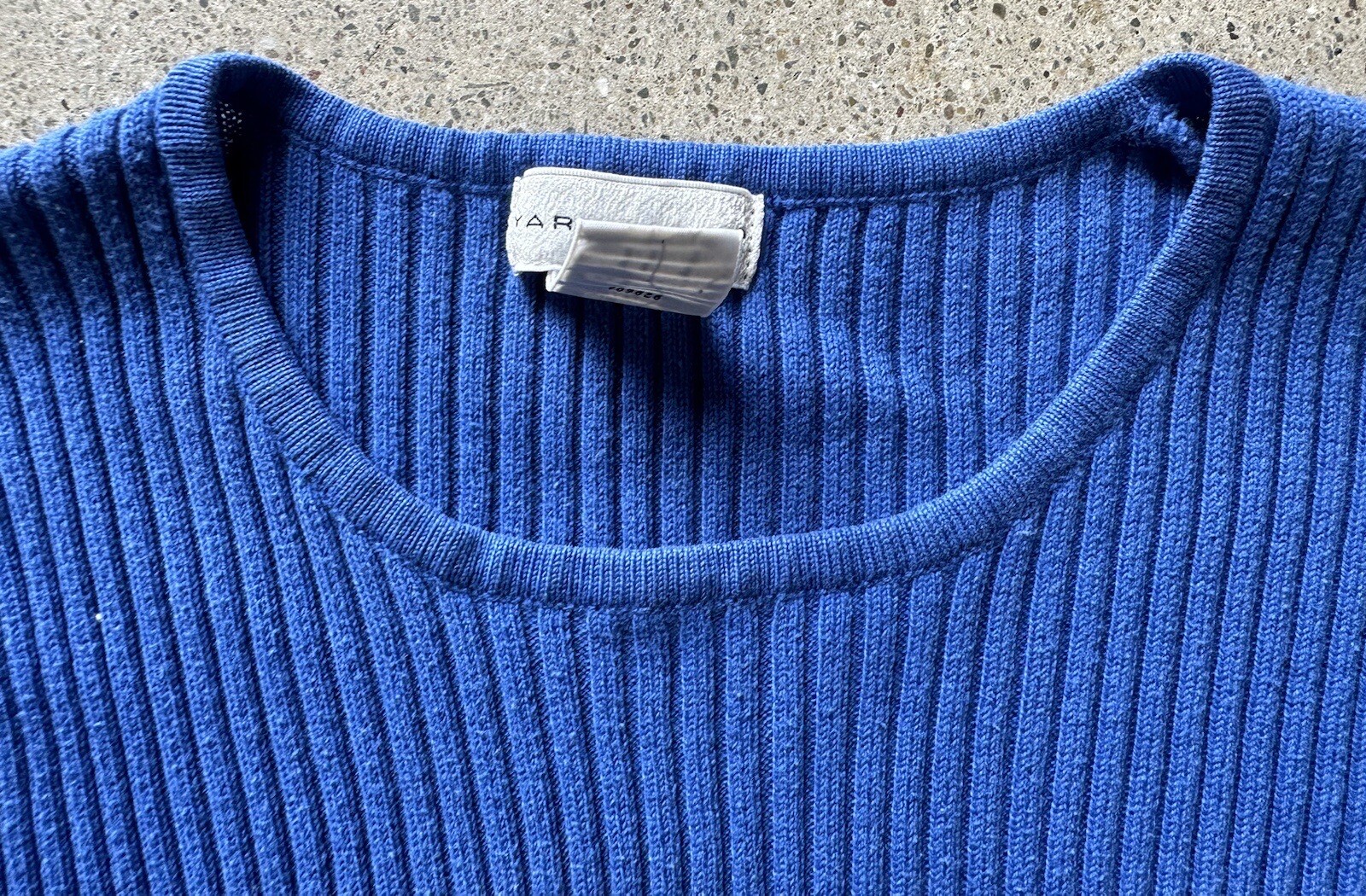 Vintage Yarnworks Blue Acrylic Cotton Blend Ribbed Stretchy Scoop Neck Top Sz M
