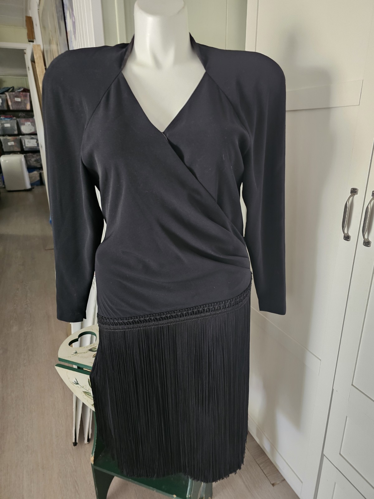 1980s AvantGarde Flapper Revival Retro Glamour Cocktail Little Black Dress Sz 12