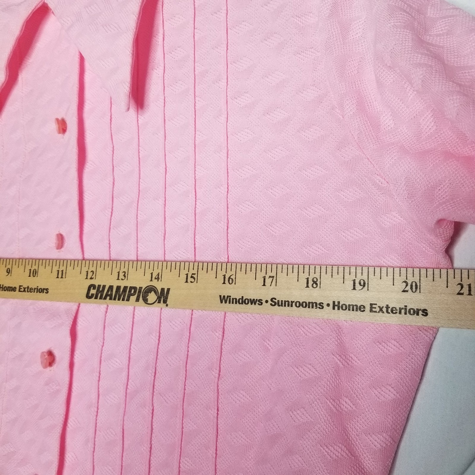 Vtg 70s Pink Pintuck Long Sleeve Bodysuit Blouse Large Pointed Collar Shirt