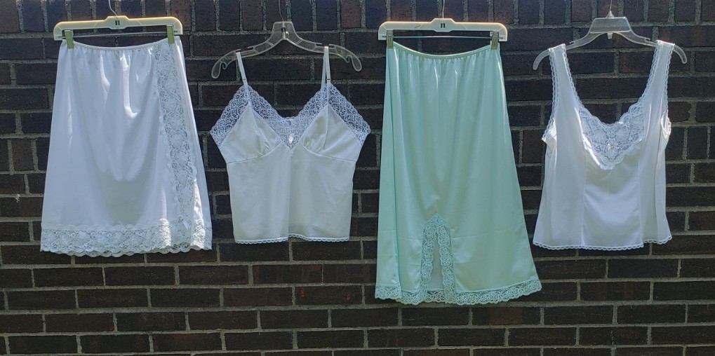 Lot of Vintage Ashley Taylor Half Slips Camisoles Size Large White Seafoam Fem