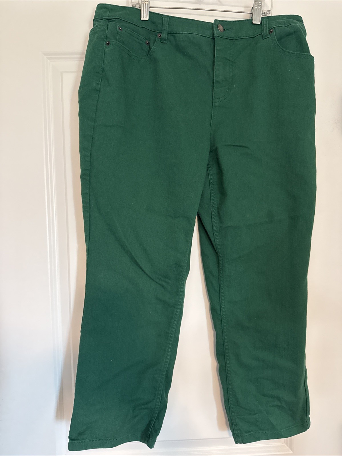 Liz Claiborne JACKIE Womens 16P Mom Stretch Jeans Green Denim