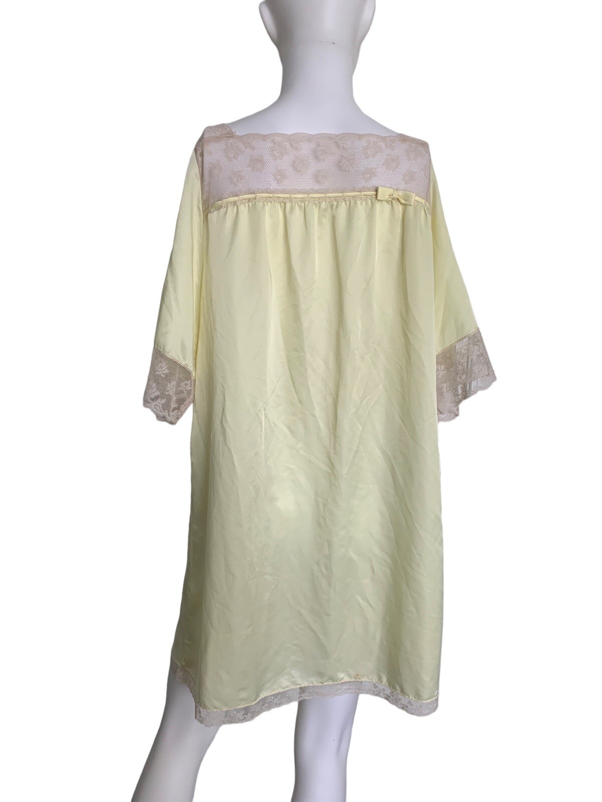 Vintage Corhan Noumair Small Yellow nightgown Nylon Lace Negligee Cottage Core