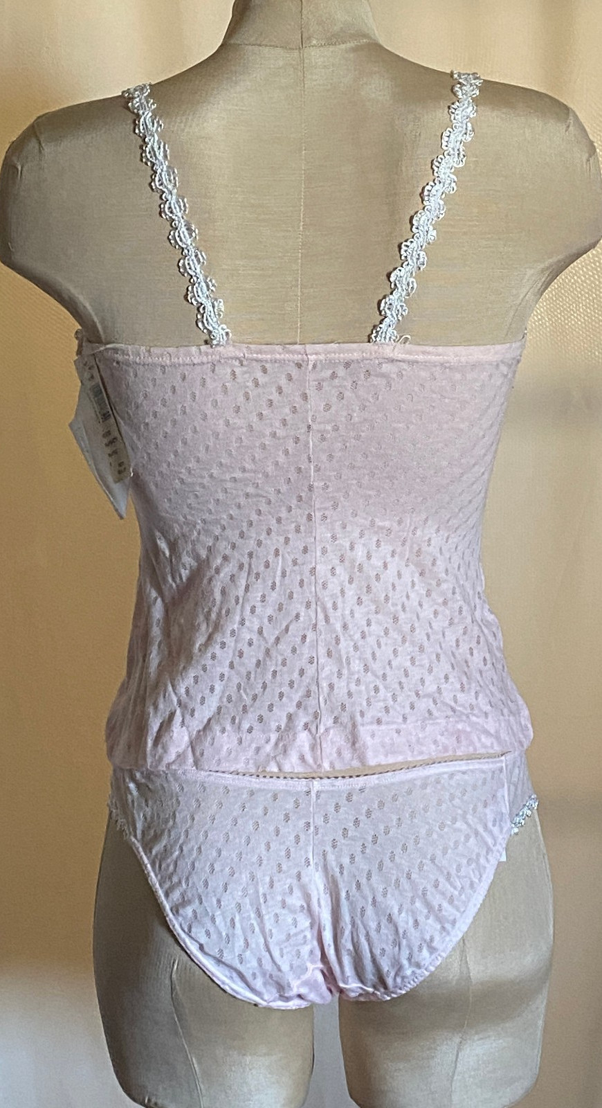 NWT Henson Kickernick Vtg 1980’s Karessa Lacy Cami Panty Set Bikini Pink S-5 (#1