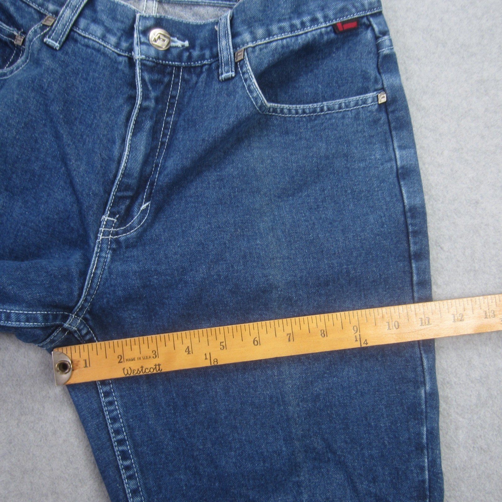 Vintage FUBU The Collection Jeans Womens 9 /10 Blue Straight Leg Logo Y2k