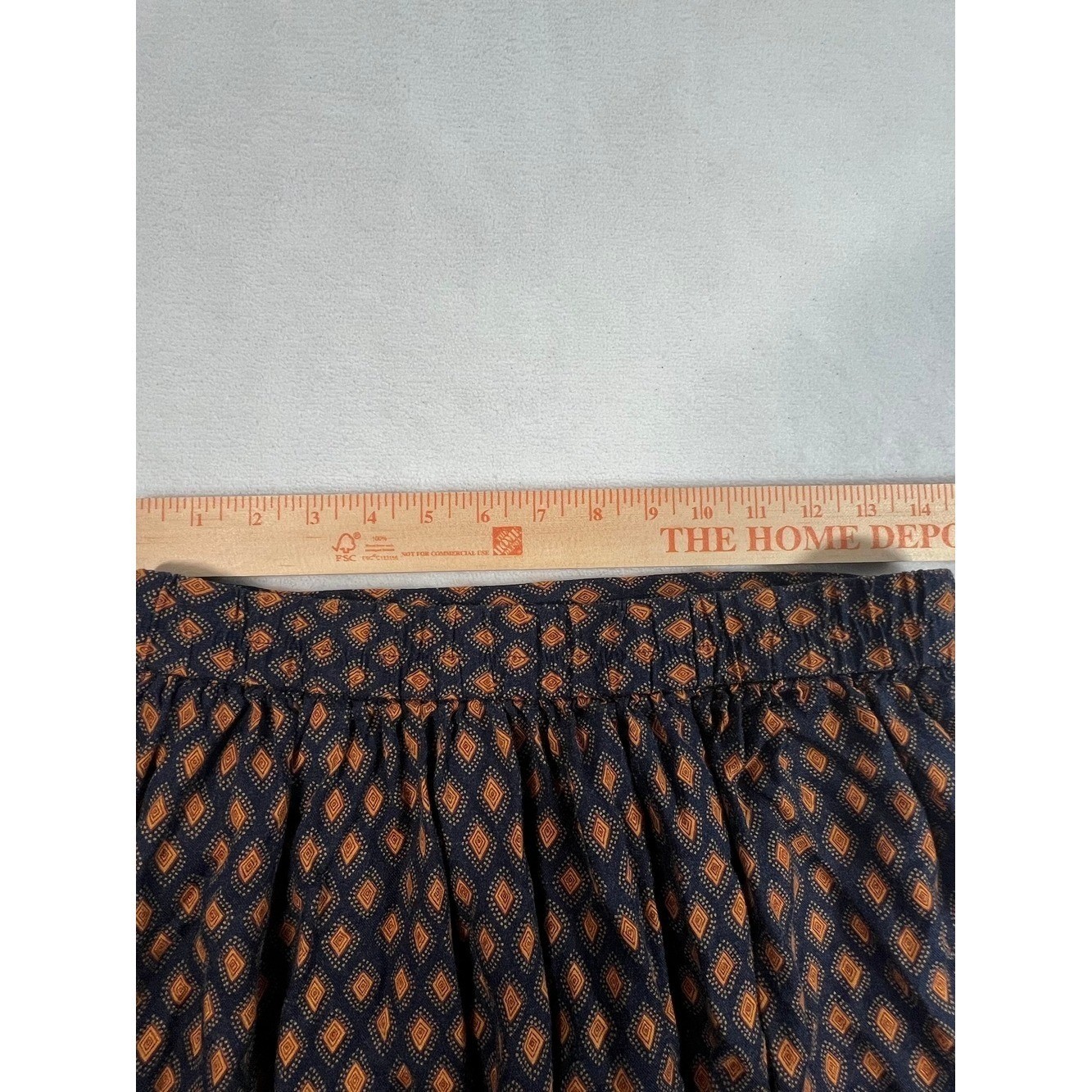 Suburbans Vintage Midi Skirt Womens 14 Navy Orange Diamond Rayon Pockets Boho