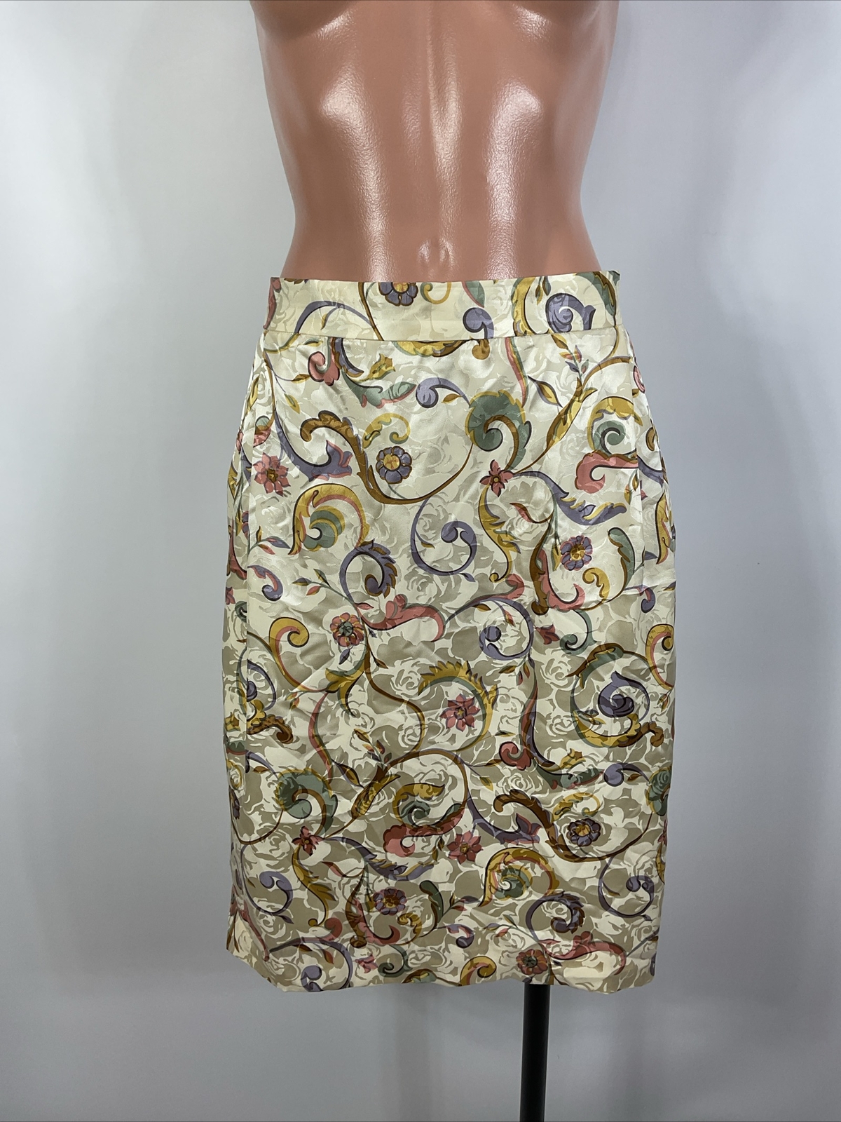 VTG Adrianna Papell Champagne Paisley Silk Formal Evening Skirt Suit PLUS 24W