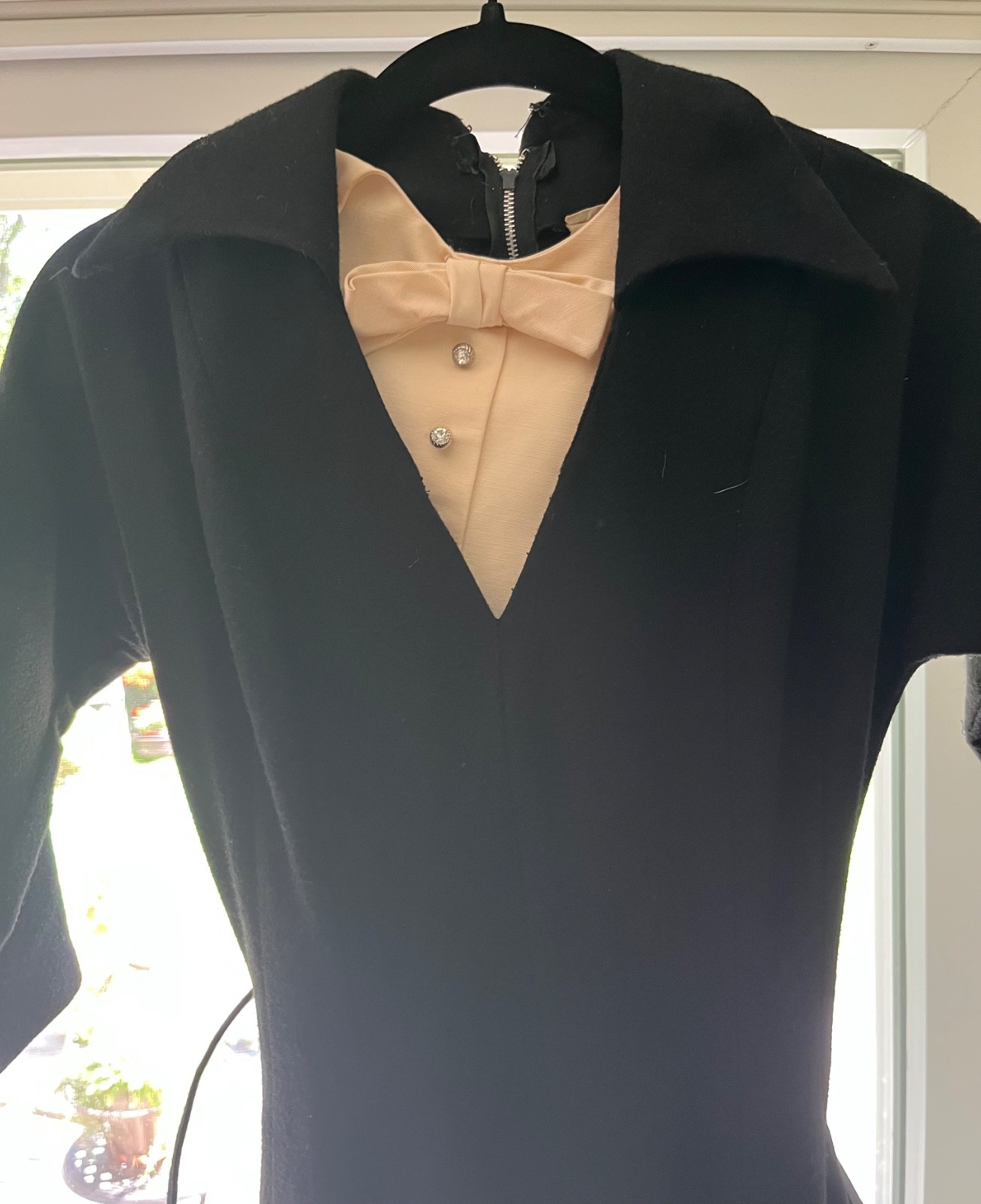 Vintage 1950s Alco Junior Bibbed Neckline Wool Business Cocktail Dress Bust 34