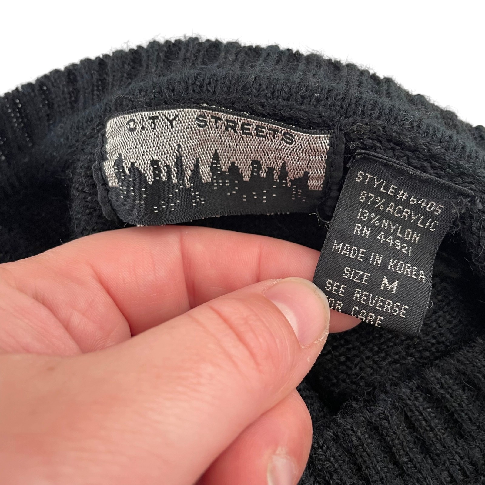 Vintage 80s City Streets Crew Neck Sweater Medium Black Striped Triangle Print