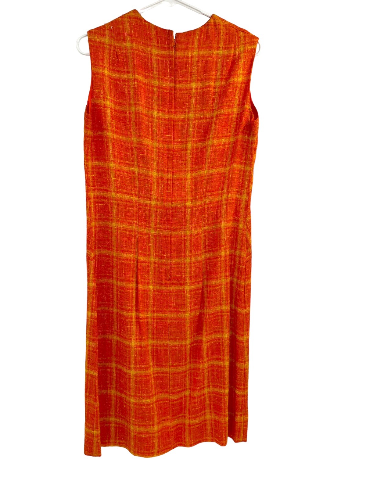 Vintage Stacy Ames Tweed Windowpane Sheath Dress Burnt Orange size 14