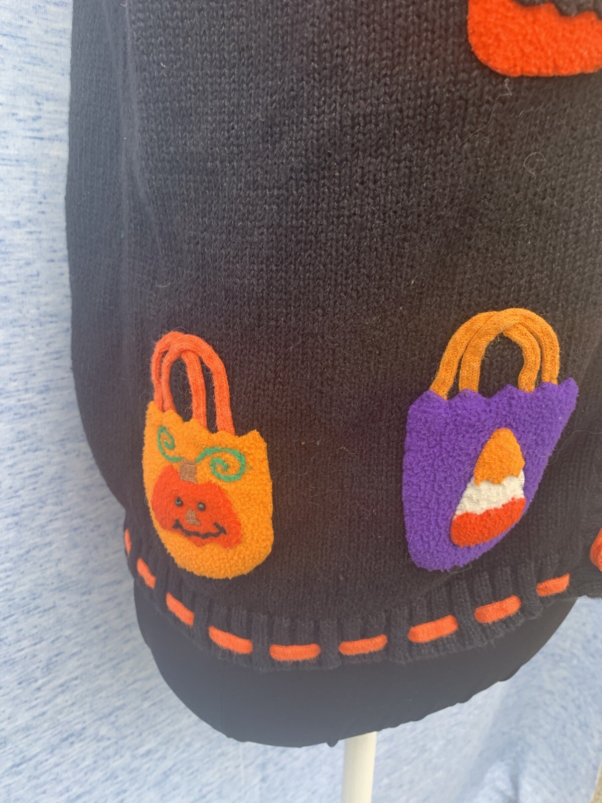 MANDAL BAY Trick Or Treat Bag Candy Bag Black Cat Sweater Vest Size S ❤️sj17j17
