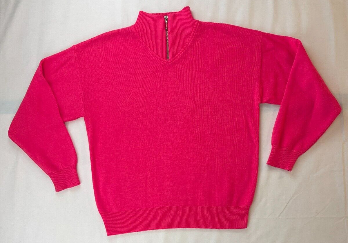 Vintage 1990s Sweater Summit County Women’s Medium Bright Pink Colorful Vtg 90s
