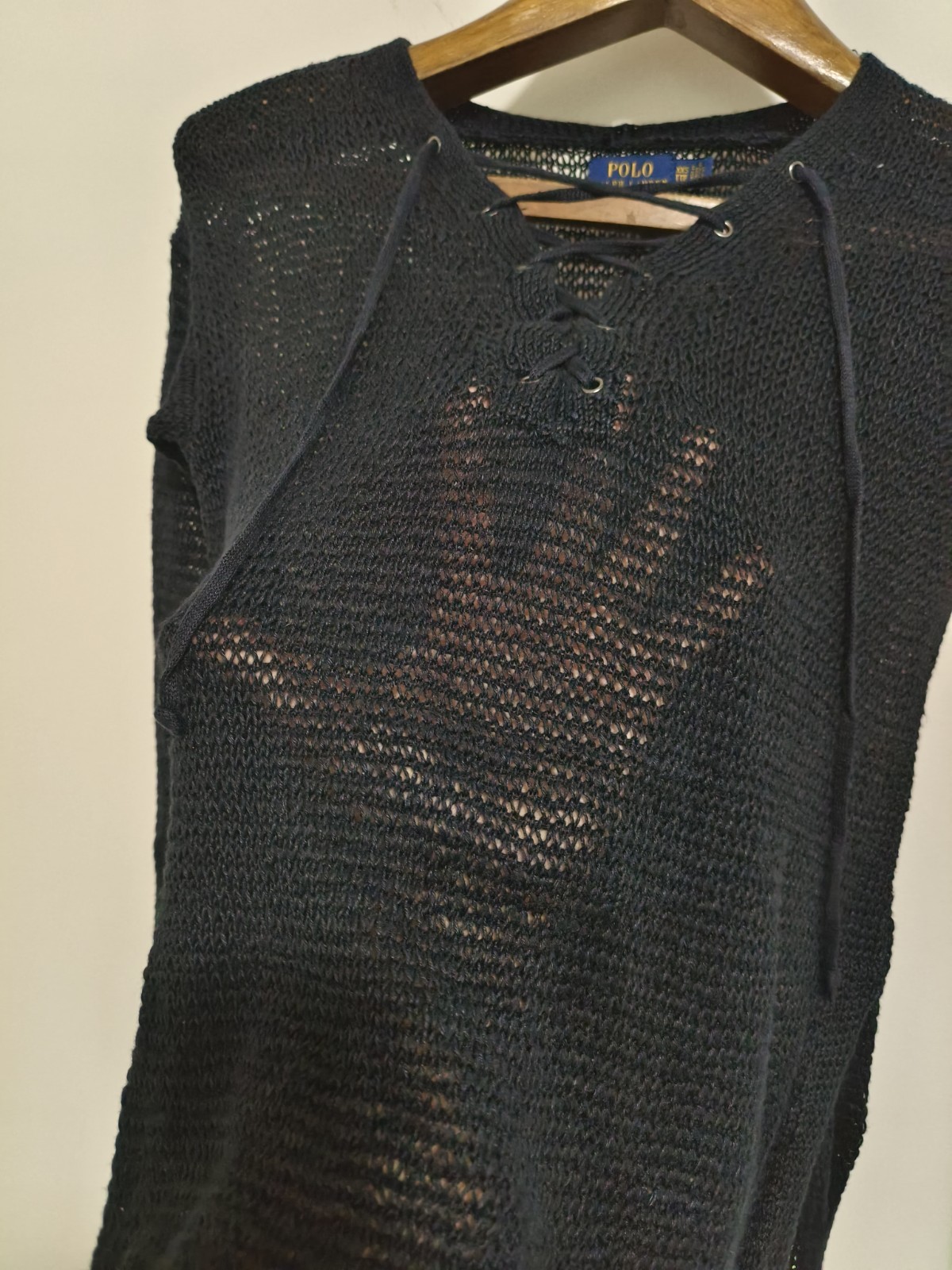 Polo Ralph Lauren Cotton blend lace-up open-knit sweater